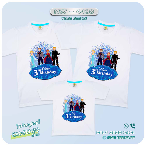 Baju Kaos Couple Keluarga Frozen | Kaos Ultah Anak | Kaos Frozen - NW 4400