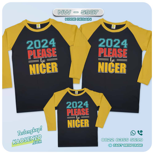 Baju Kaos Couple Keluarga Tahun Baru | Kaos Family Custom New Year 2024 | Kaos Motif Tahun Baru 2024 - NW 5987