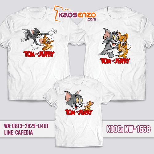 Baju Kaos Couple Keluarga Tom & Jerry | Kaos Family Custom | Kaos Tom & Jerry - NW 1556