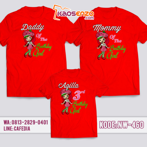 Kaos Couple Keluarga | Kaos Ulang Tahun Anak Strawberry Shortcake - NW 460