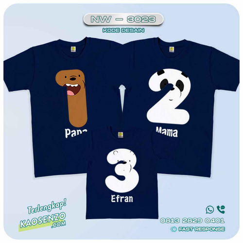 Baju Kaos Couple Keluarga Bare Bears | Kaos Family Custom | Kaos Bare Bears - NW 3023