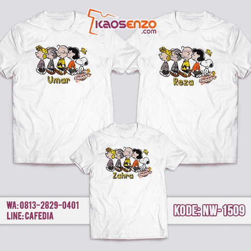 Baju Kaos Couple Keluarga Snoopy | Kaos Family Custom | Kaos Snoopy- NW 1509