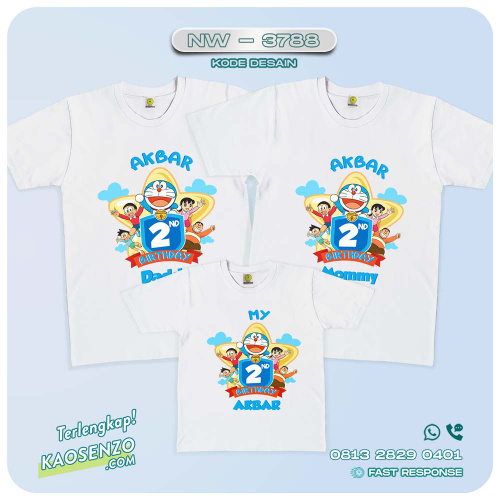 Baju Kaos Couple Keluarga Doraemon | Kaos Family Custom | Kaos Doraemon - NW 3788