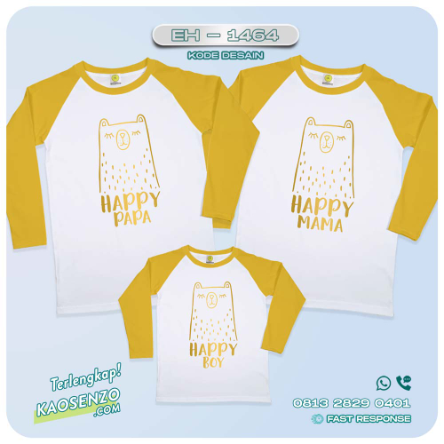 Baju Kaos Couple Keluarga Bear | Kaos Custom Family Bear | Kaos Motif Beruang - EH 1464
