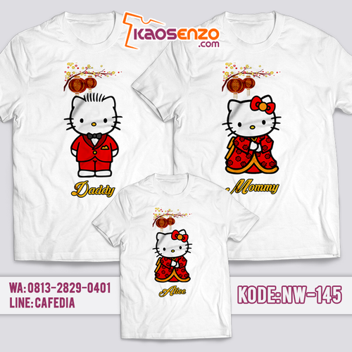 Baju Kaos Couple Keluarga | Baju Kaos Ultah Motif Hello Kitty