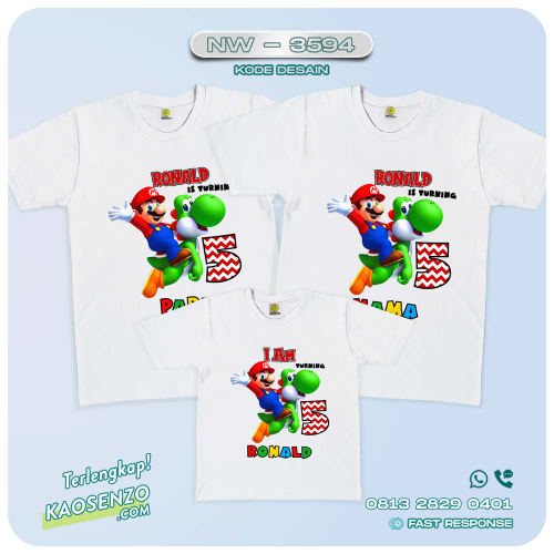 Kaos Couple Keluarga | Kaos Ulang Tahun Anak Super Mario - NW 3594