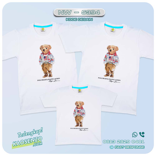 Baju Kaos Couple Keluarga Bear | Kaos Family Custom Bear | Kaos Beruang - NW 5394