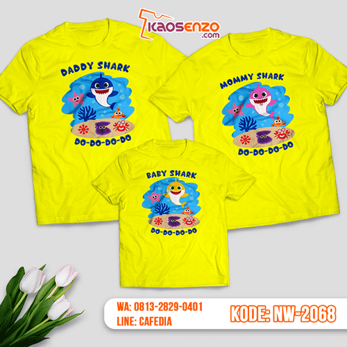 Baju Kaos Couple Keluarga Baby Shark | Kaos Family Custom | Kaos Baby Shark - NW 2068