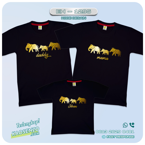 Baju Kaos Couple Keluarga Animal Zoo| Kaos Couple Family Custom Gajah | Kaos motif Animal Elephant- EH-1295