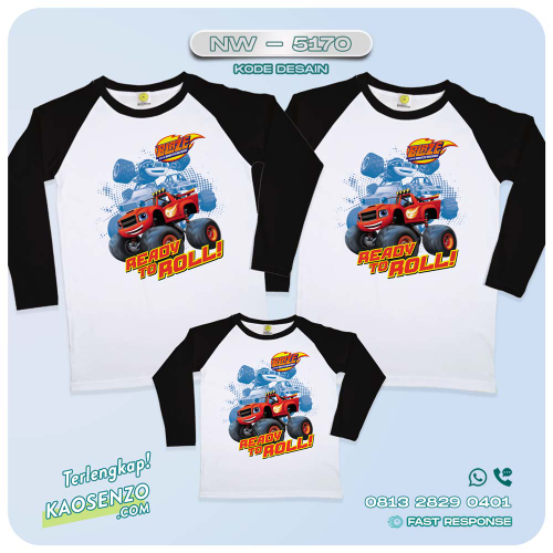 Baju Kaos Couple Keluarga Blaze and The Monster Machine | Kaos Ulang Tahun Anak Monster Truck | Kaos Blaze - NW 5170