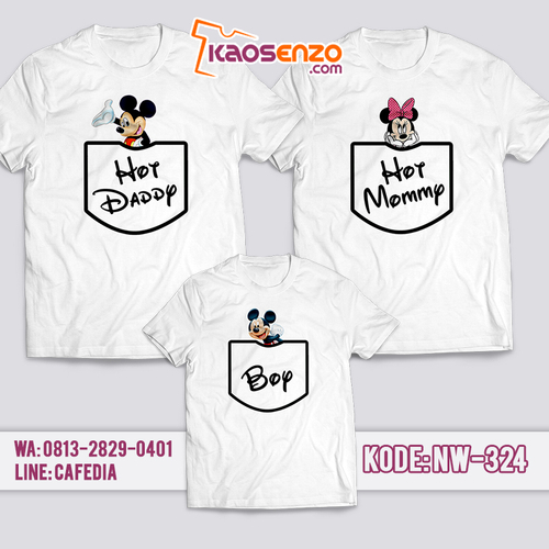 Baju Kaos Couple Keluarga | Kaos Family Custom Mickey & Minnie Mouse - NW 324