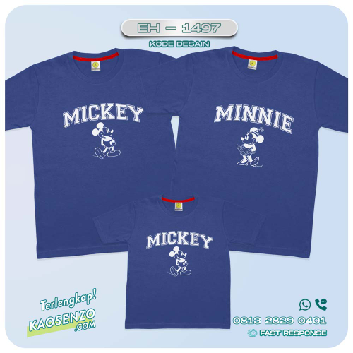 Baju Kaos Couple Keluarga Mickey Mouse | Kaos Family Custom | Kaos Mickey Mouse - EH 1497