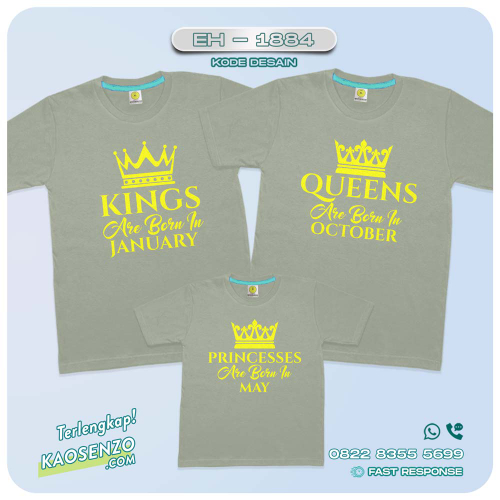 Baju Kaos Couple Keluarga | Kaos Couple Family Custom King Queen | Kaos Motif Crown - EH 1884