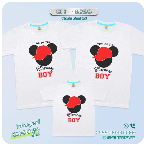 Baju Kaos Couple Keluarga | Kaos Ultah Custom Mickey Mouse | Kaos Motif Mickey Mouse- EH - 1828