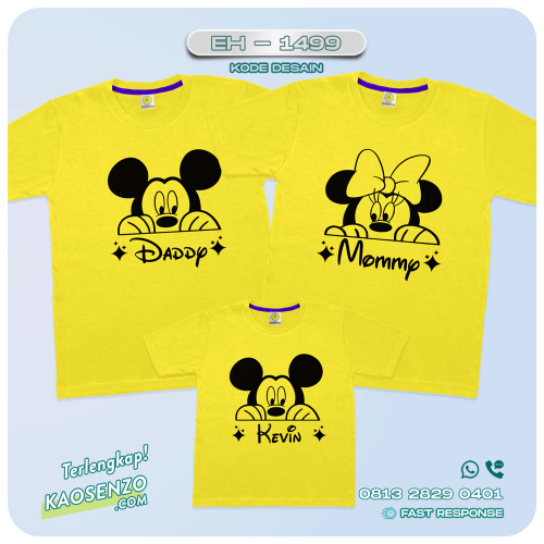 Baju Kaos Couple Keluarga Mickey Mouse | Kaos Family Custom | Kaos Mickey Mouse - EH 1499