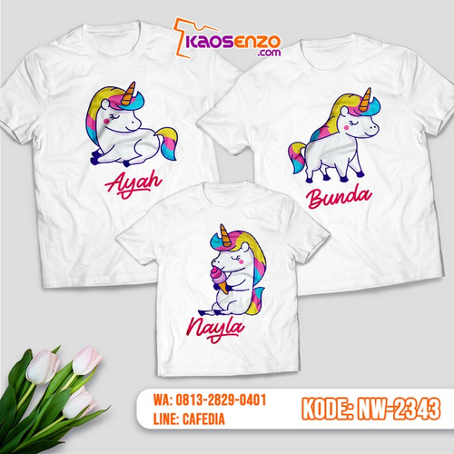 Baju Kaos Couple Keluarga Unicorn | Kaos Family Custom | Kaos Unicorn - NW 2343