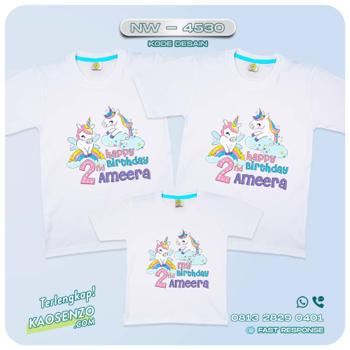 Baju Kaos Couple Keluarga Unicorn | Kaos Ultah Anak | Kaos Family Custom | Kaos Unicorn - NW 4530