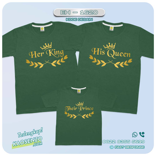 Baju Kaos Couple Keluarga | Kaos Couple Family Custom King Queen | Kaos motif King Queen - EH-1420
