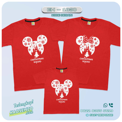 Baju Kaos Couple Keluarga | Kaos Family Custom Mickey Mouse Natal | Kaos Motif Mickey Christmas - EH - 1830