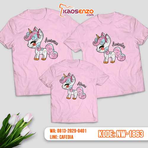 Baju Kaos Couple Keluarga Unicorn | Kaos Family Custom | Kaos Unicorn - NW 1863