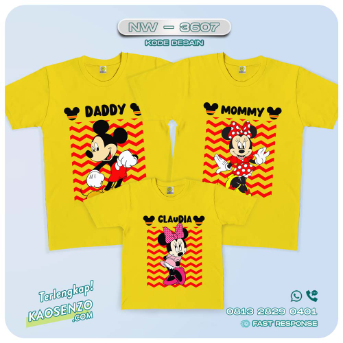 Baju Kaos Couple Keluarga Mickey Minnie Mouse | Kaos Family Custom | Kaos Mickey Minnie Mouse - NW 3607