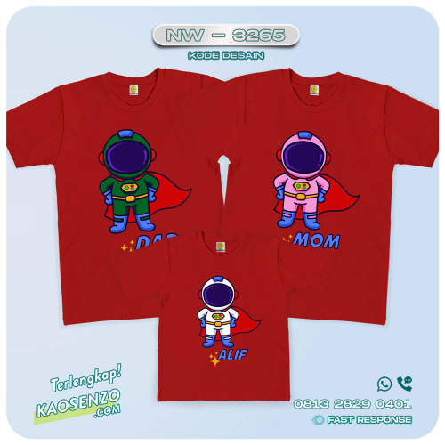 Baju Kaos Couple Keluarga Astronot | Kaos Family Custom | Kaos Astronot - NW 3265