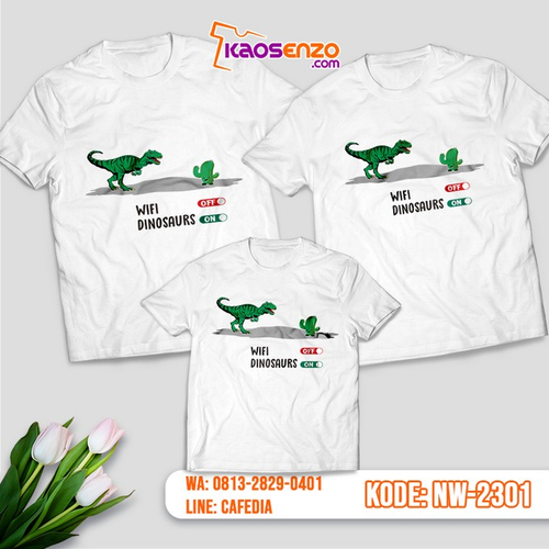 Baju Kaos Couple Keluarga Dinosaurus | Kaos Ultah Anak | Kaos Dinosaurus - NW 2301