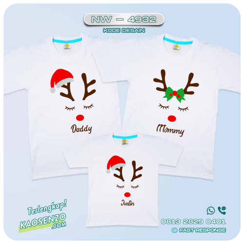 Baju Kaos Couple Keluarga Natal | Kaos Family Custom Christmas | Kaos Natal - NW 4932