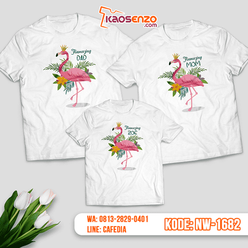 Baju Kaos Couple Keluarga Flamingo | Kaos Family Custom | Kaos Flamingo - NW 1682