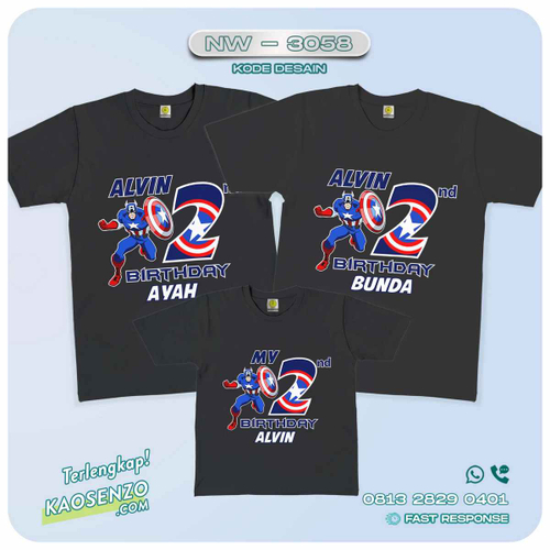 Baju Kaos Couple Keluarga Captain America | Kaos Family Custom | Kaos Captain America - NW 3058