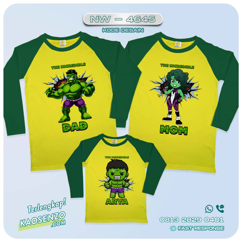 Baju Kaos Couple Keluarga Hulk | Kaos Family Custom | Kaos Hulk - NW 4645
