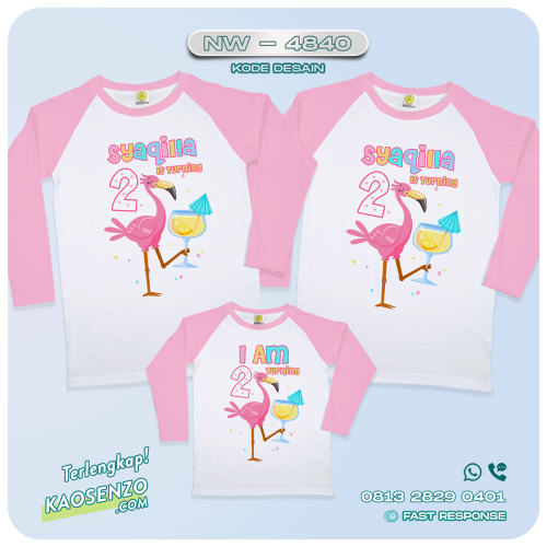 Baju Kaos Couple Keluarga Flamingo | Kaos Family Custom Flamingo | Kaos Flamingo - NW 4840