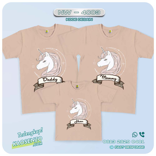 Baju Kaos Couple Keluarga Unicorn | Kaos Family Custom | Kaos Unicorn - NW 4003