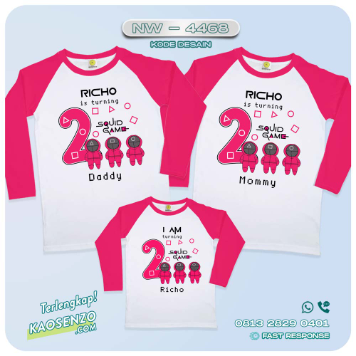 Baju Kaos Couple Keluarga Squid Game | Kaos Family Custom | Kaos Squid Game - NW 4468