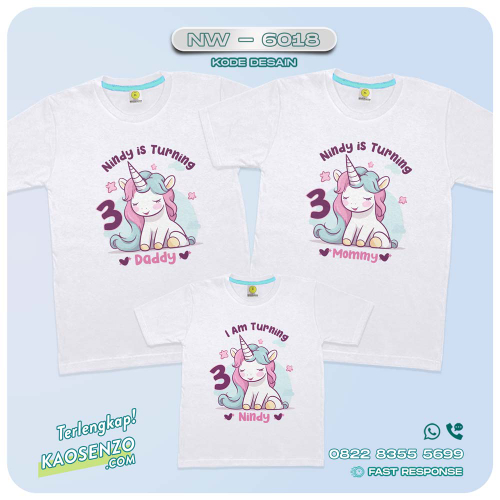 Baju Kaos Couple Keluarga Unicorn | Kaos Ultah Anak | Kaos Family Custom | Kaos Unicorn - NW 6018