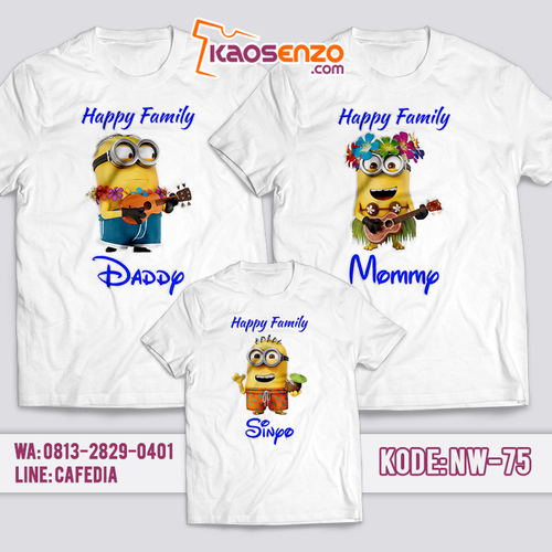 Baju Kaos Couple Keluarga | Kaos Minion Anak | Baju Kaos Ultah Motif Minion