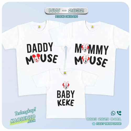 Baju Kaos Couple Keluarga Mickey Minnie Mouse | Kaos Ultah Anak | Kaos Mickey Minnie Mouse - NW 2832