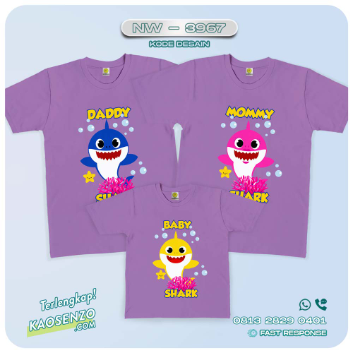 Kaos Couple Keluarga Baby Shark | Kaos Ulang Tahun Anak | Kaos Baby Shark - NW 3967