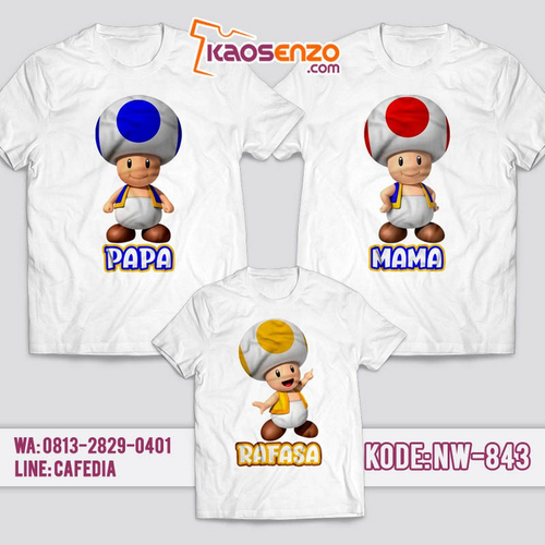 Baju Kaos Couple Keluarga | Kaos Family Custom Big Super Mario - NW 843