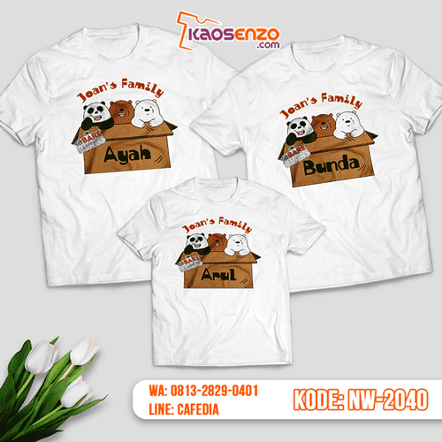 Baju Kaos Couple Keluarga Bare Bears | Kaos Family Custom | Kaos Bare Bears - NW 2040