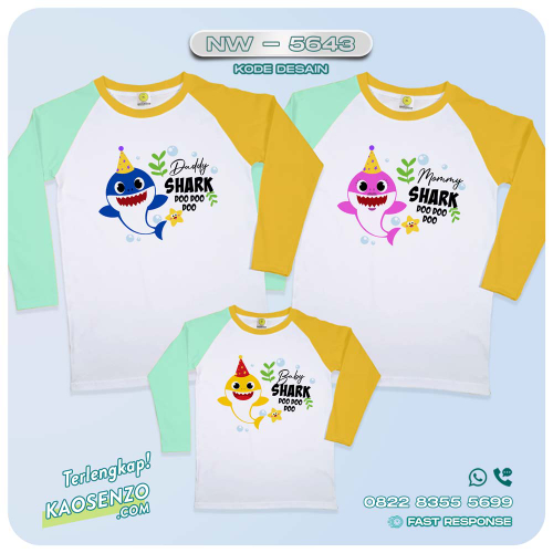 Baju Kaos Couple Keluarga Baby Shark | Kaos Family Custom | Kaos Baby Shark - NW 5643