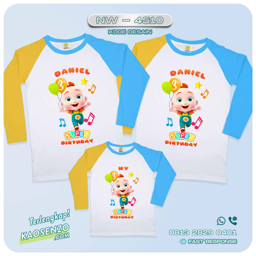 Baju Kaos Couple Keluarga Super Jojo | Kaos Ulang Tahun Anak Tema Super Jojo | Kaos Family Custom| Kaos Motif Super Jojo - NW 4510