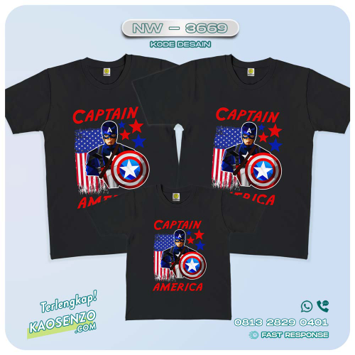 Baju Kaos Couple Keluarga Captain America | Kaos Family Custom | Kaos Captain America - NW 3669