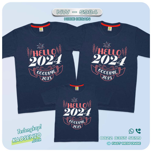 Baju Kaos Couple Keluarga Tahun Baru | Kaos Family Custom New Year 2024 | Kaos Motif Tahun Baru 2024 - NW 5984