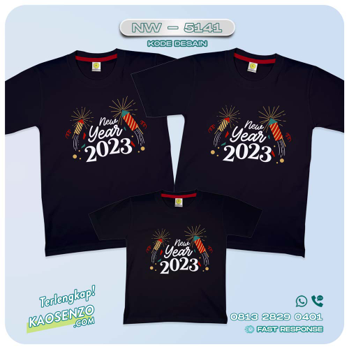 Baju Kaos Couple Keluarga Tahun Baru | Kaos Family Custom New Year 2023 | Kaos Motif Tahun Baru 2023 - NW 5141