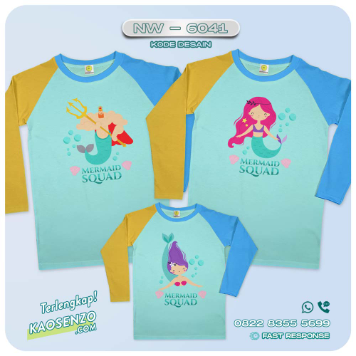 Baju Kaos Couple Keluarga Mermaid | Kaos Family Custom Mermaid | Kaos Mermaid - NW 6041