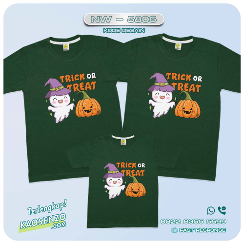 Baju Kaos Couple Keluarga Helloween | Kaos Ultah Anak Custom | Kaos Halloween - NW 5806