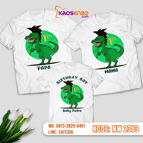 Baju Kaos Couple Keluarga Dinosaurus | Kaos Ultah Anak | Kaos Dinosaurus - NW 2303