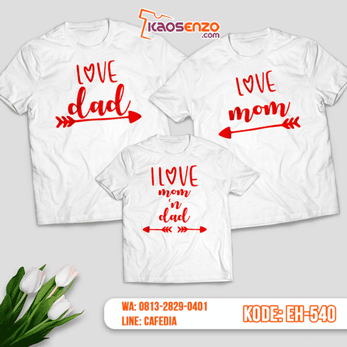 Baju Kaos Couple Keluarga | Kaos Family Custom Motif Love Family - EH 540