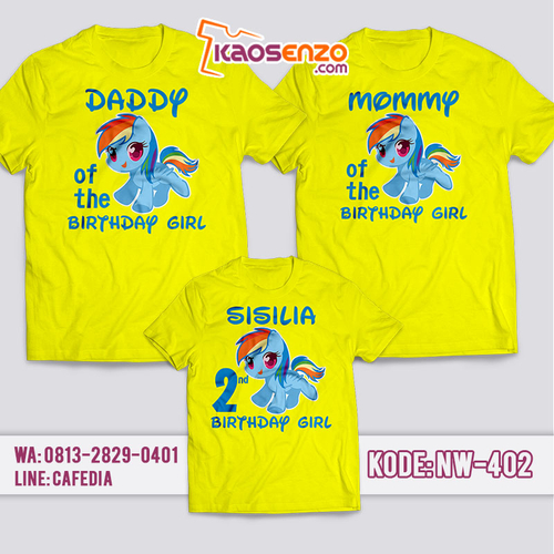 Kaos Couple Keluarga | Kaos Ulang Tahun Anak Little Pony - NW 402